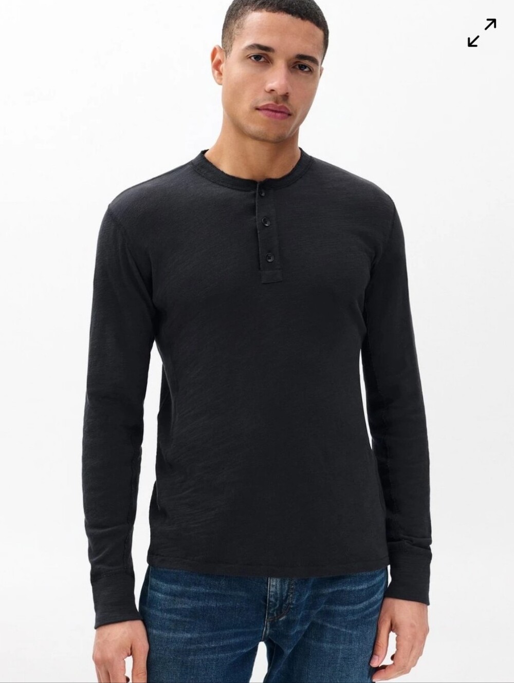 Rag & Bone Flame Classic Slub Knit Long Sleeve Button Henley Shirt Tee Size L